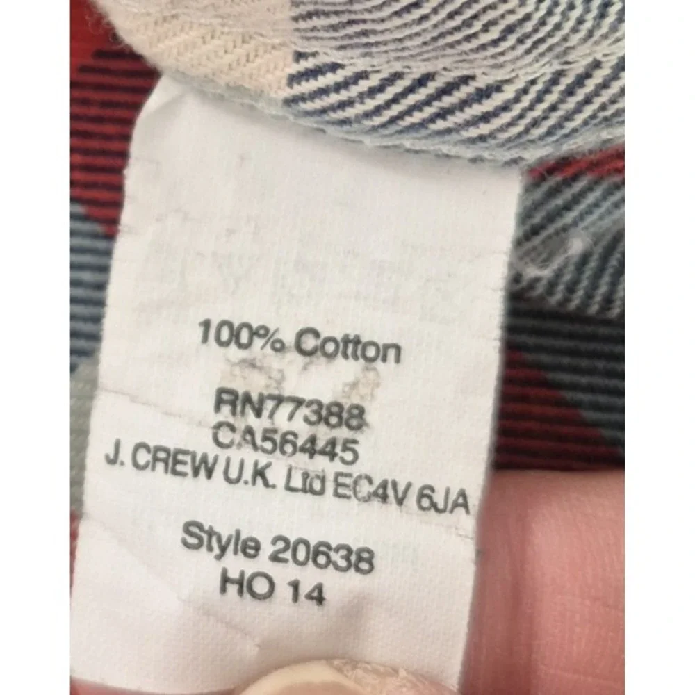 J Crew Shirt Mens‎ Large Red Blue Plaid Heavyweight Flannel Button Up Casual